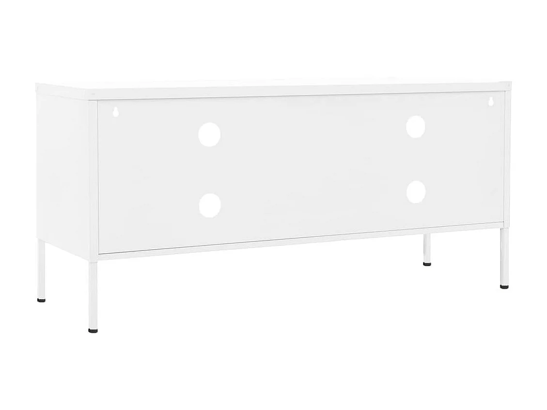 Meuble TV Blanc 105x35x50 cm Acier