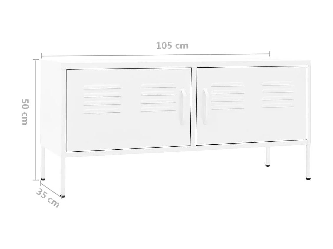Meuble TV Blanc 105x35x50 cm Acier