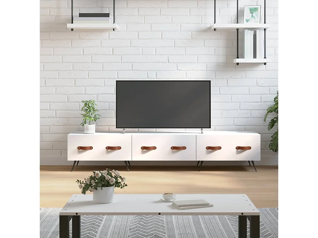 Meuble TV blanc 150x36x30 cm bois d'ingénierie