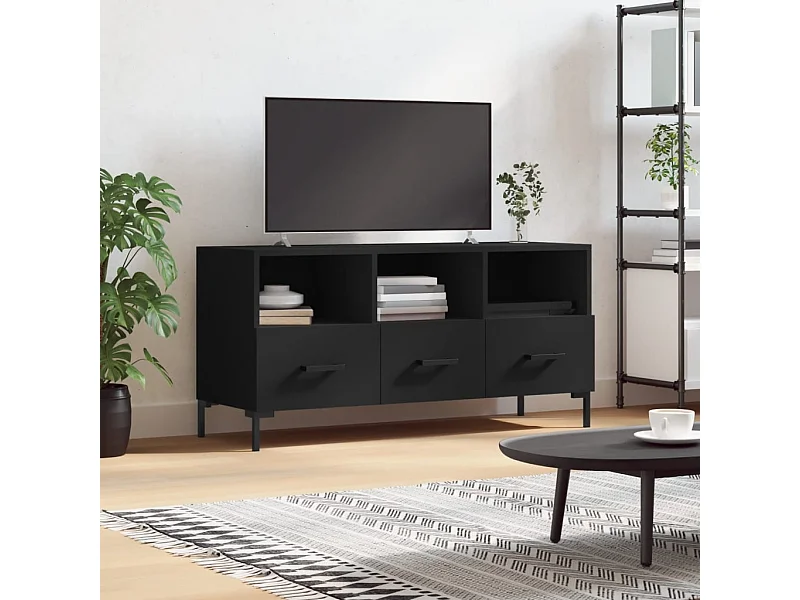 Meuble TV noir 102x36x50 cm bois d'ingénierie