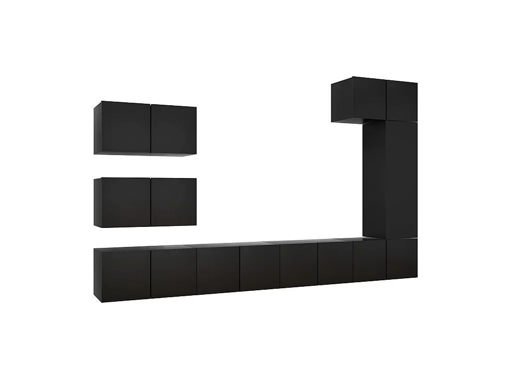 Ensemble de meuble TV 8 pcs Noir Aggloméré