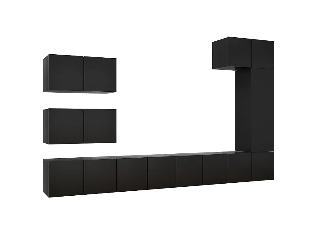 Ensemble de meuble TV 8 pcs Noir Aggloméré