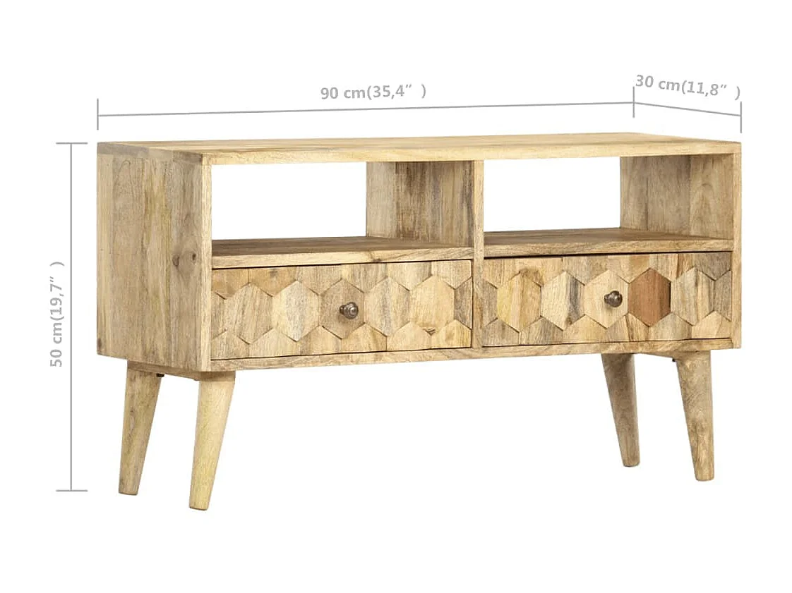 Meuble TV 90x30x50 cm Bois de manguier solide