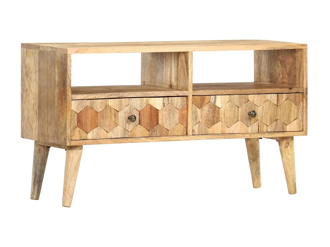 Meuble TV 90x30x50 cm Bois de manguier solide