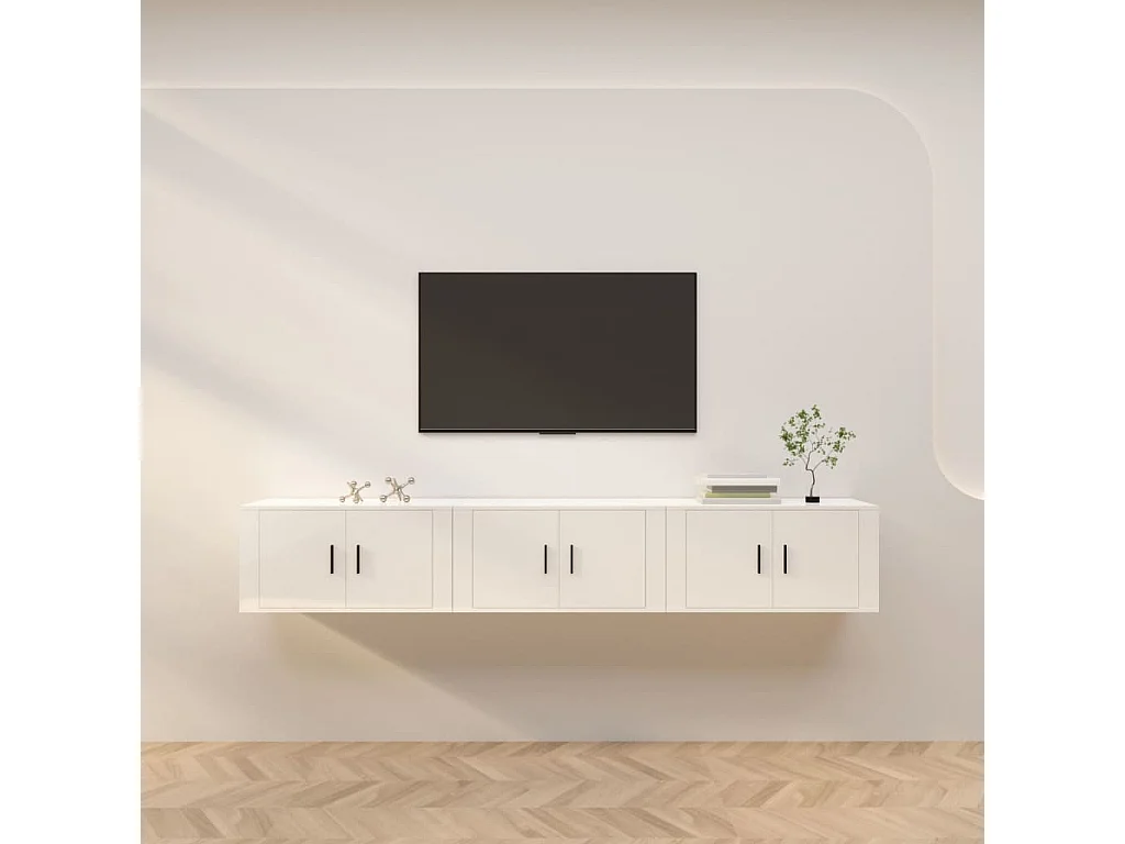 Wand TV-meubels 3 stuks glanzend wit 80x34,5x40 cm