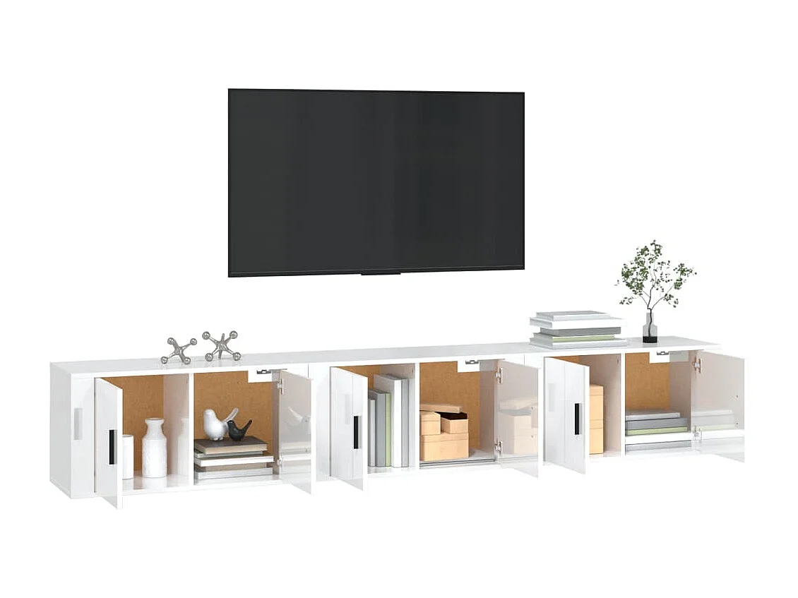 Wand TV-meubels 3 stuks glanzend wit 80x34,5x40 cm