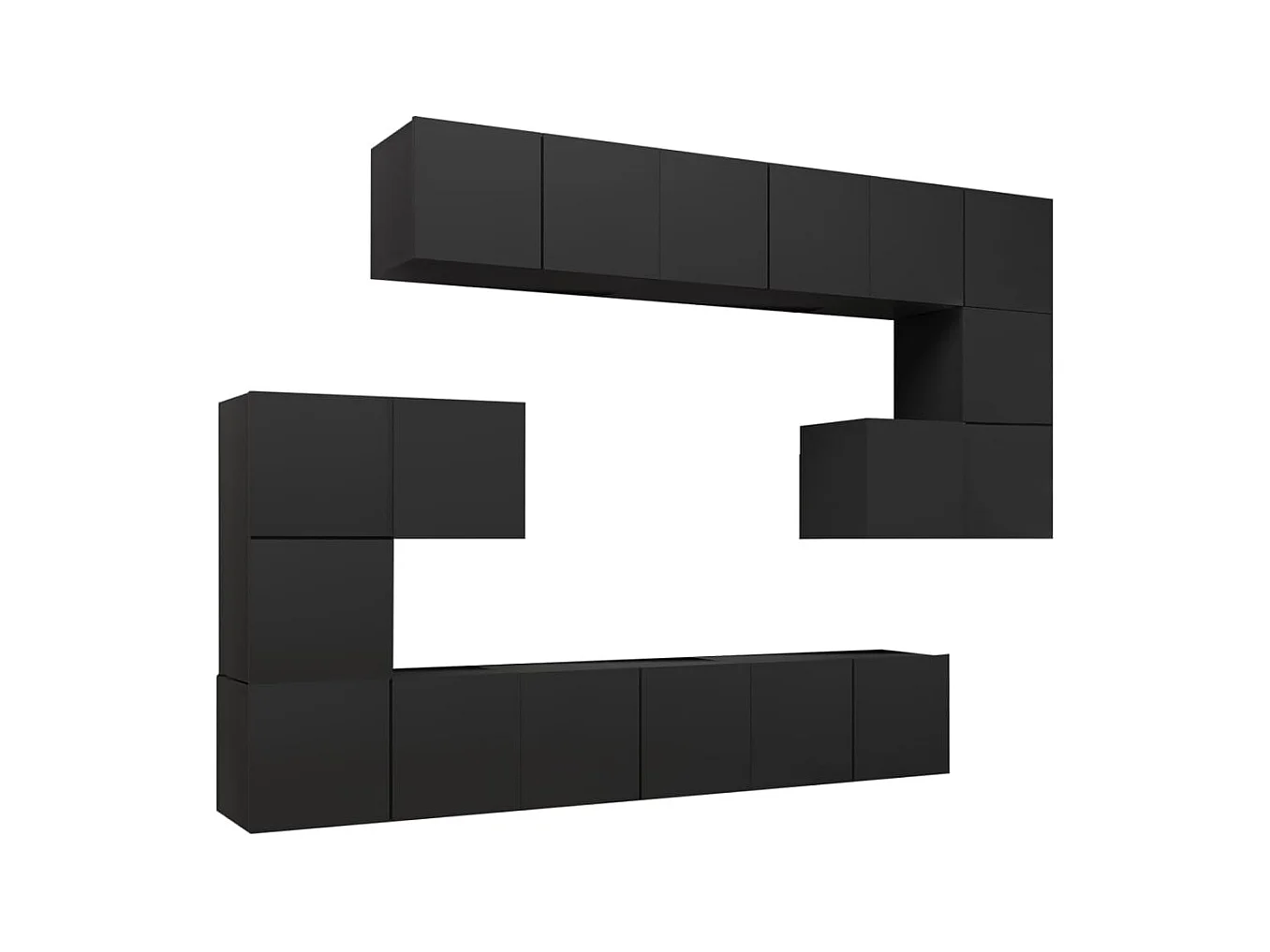 Ensemble de meuble TV 10 pcs Noir Aggloméré