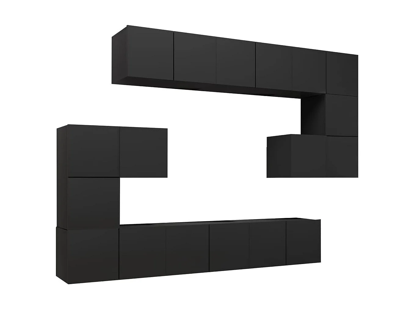 Ensemble de meuble TV 10 pcs Noir Aggloméré