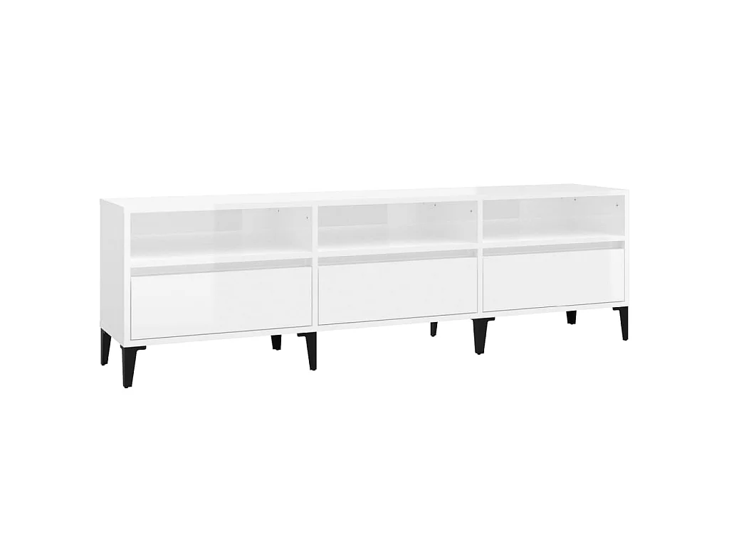 Meuble TV blanc brillant 150x30x44,5 cm bois d'ingénierie
