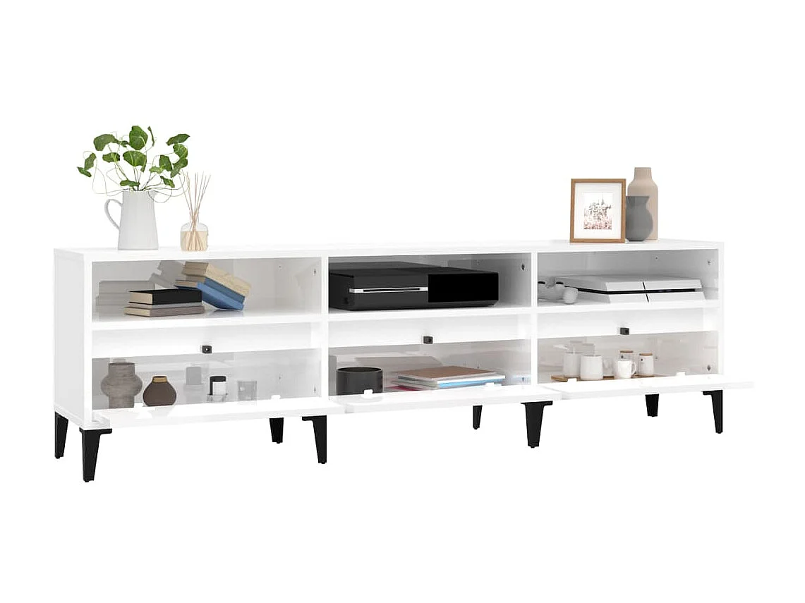 Glänzend weißer TV-Schrank, 150 x 30 x 44,5 cm, Holzwerkstoff