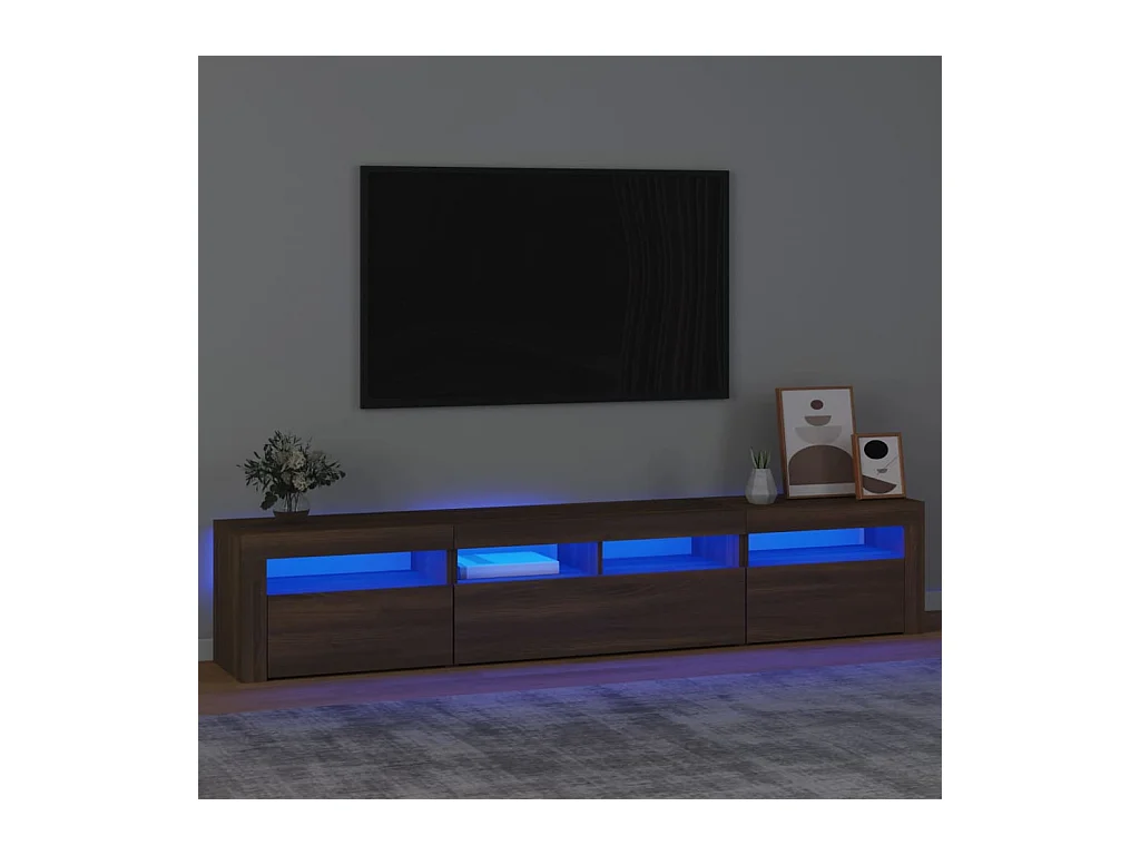TV-meubel met LED-verlichting Bruin eiken 210x35x40 cm
