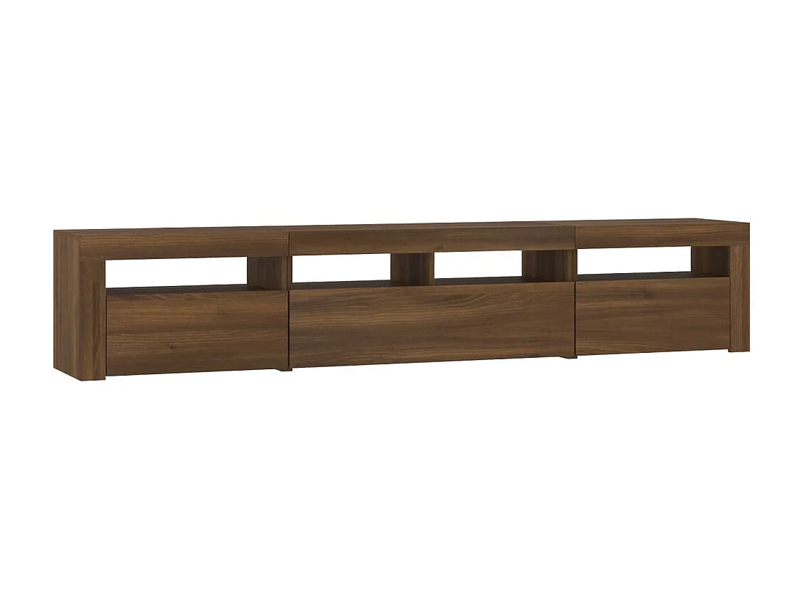 Mobile TV con luci LED Rovere marrone 210x35x40 cm