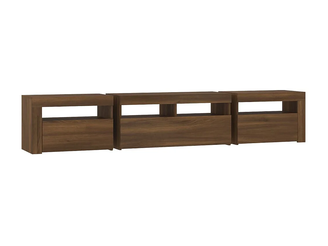 Mobile TV con luci LED Rovere marrone 210x35x40 cm