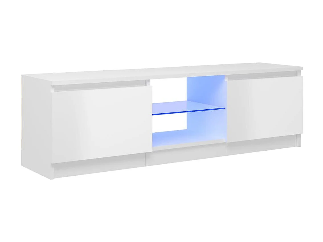 Meuble TV avec lumières LED blanc brillant 120x30x35,5 cm