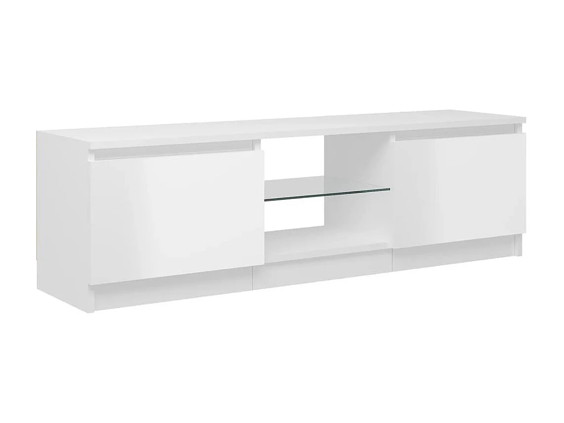 Meuble TV avec lumières LED blanc brillant 120x30x35,5 cm