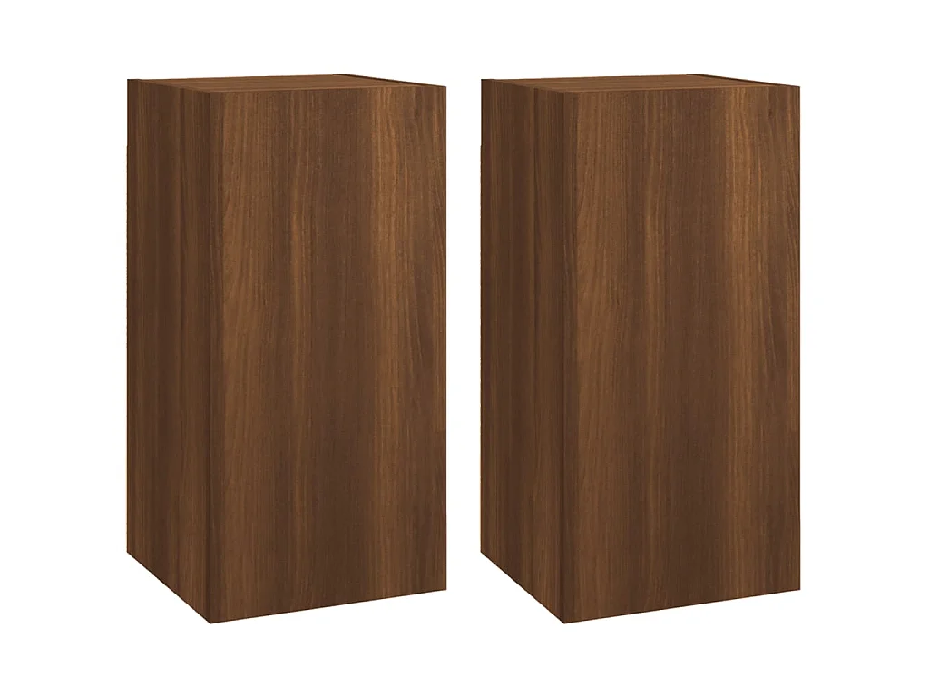 4-teiliges TV-Ständer-Set aus braunem Eichenholzwerkstoff