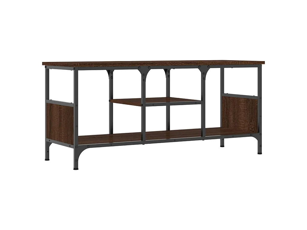 Meuble TV chêne marron 100x35x45 cm bois d'ingénierie et fer