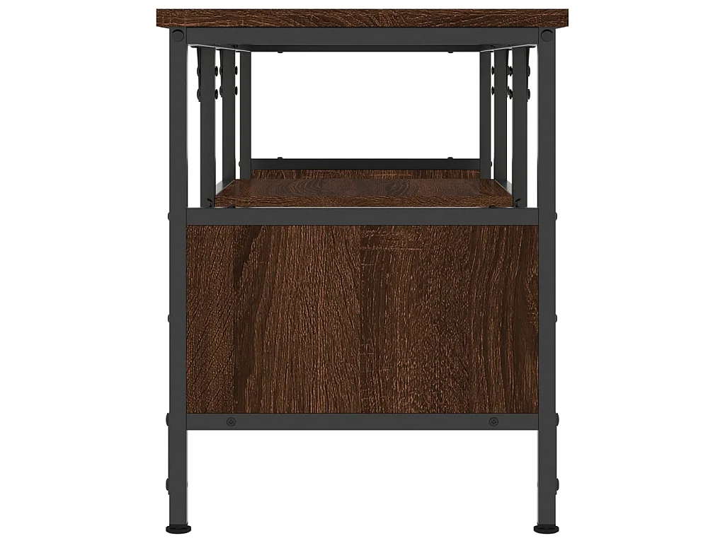 Meuble TV chêne marron 100x35x45 cm bois d'ingénierie et fer