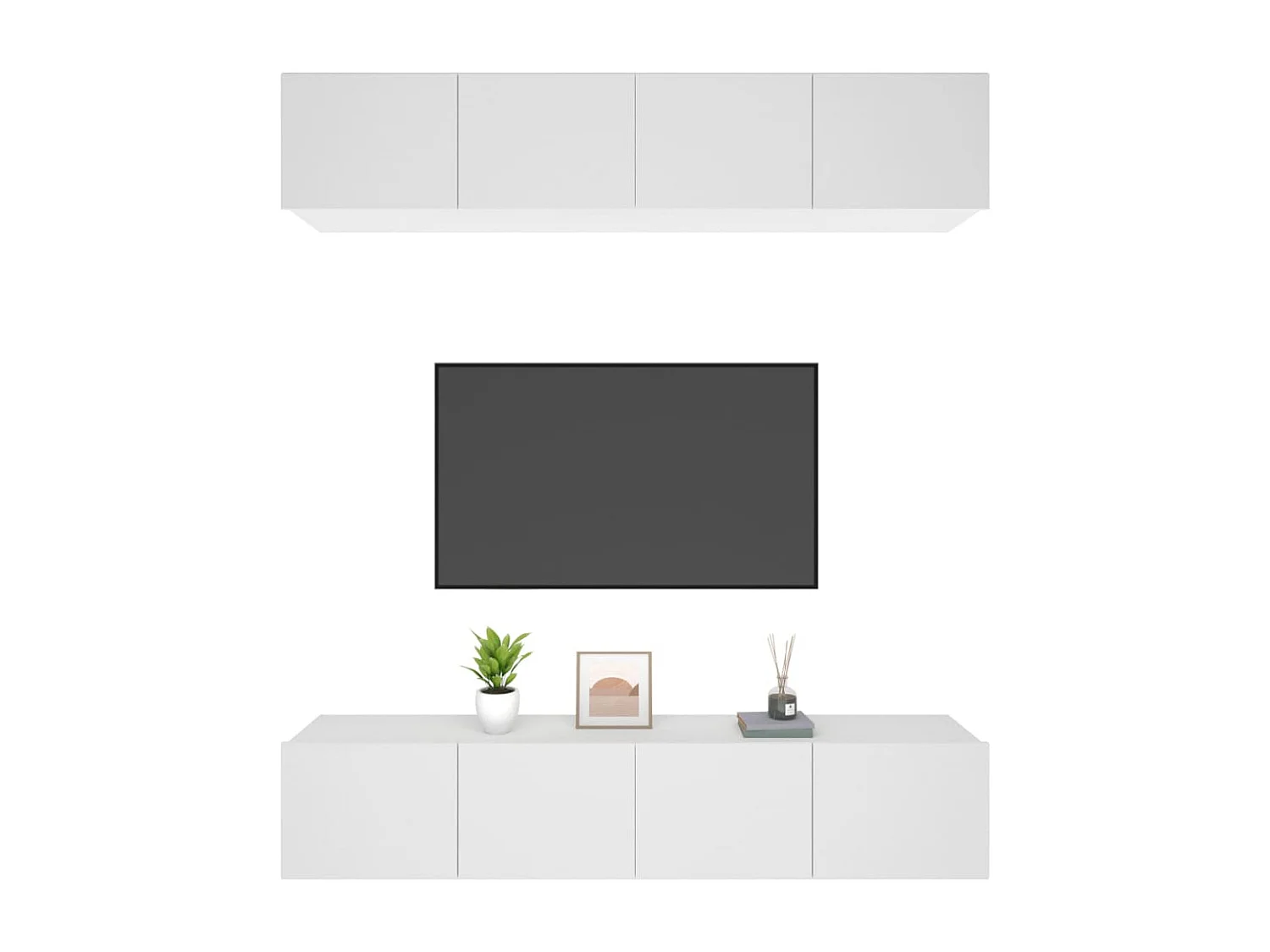Mueble TV 4 piezas Blanco 80x30x30 cm Madera contrachapada