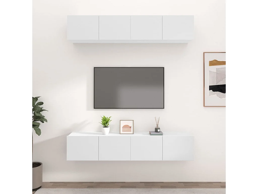 Meubles TV 4 pcs Blanc 80x30x30 cm Bois d'ingénierie