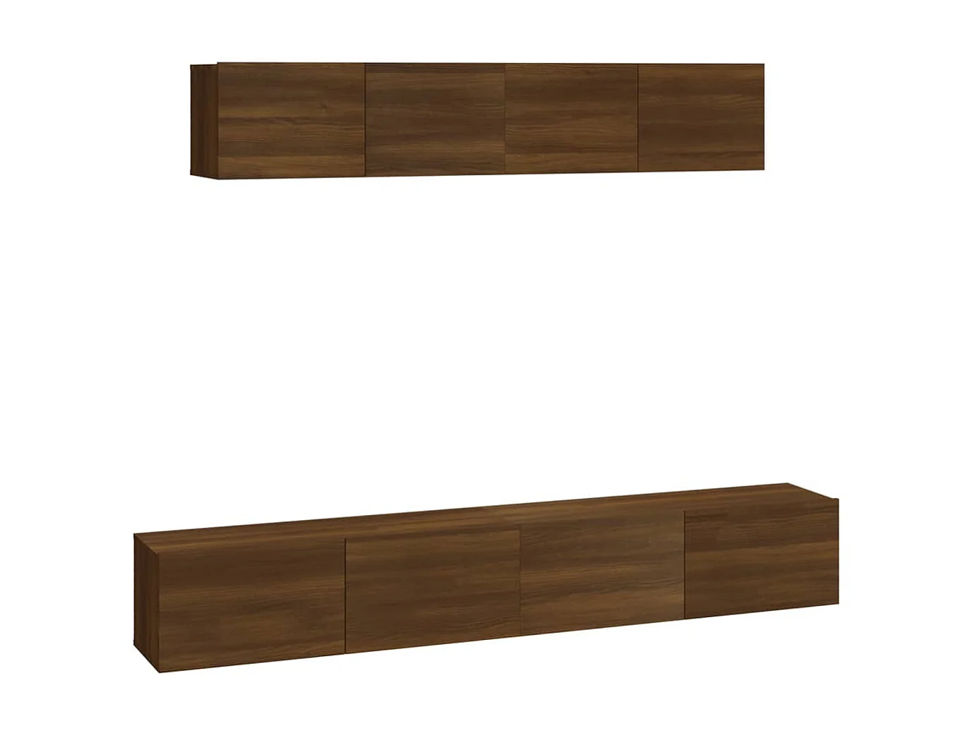 4-teiliges TV-Ständer-Set aus braunem Eichenholzwerkstoff