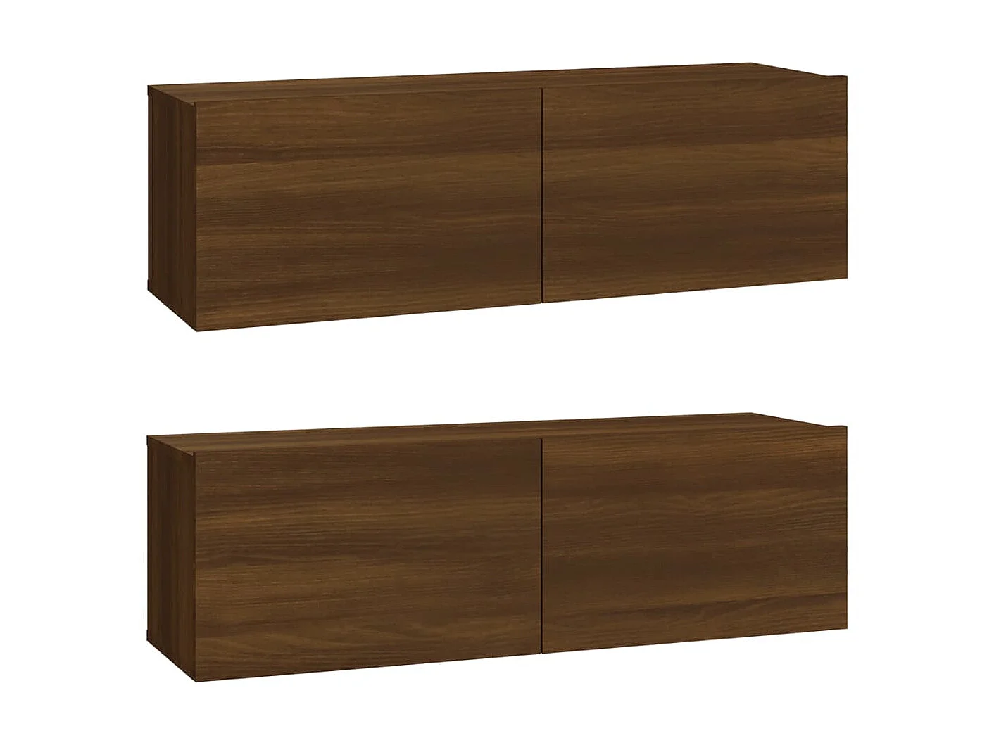 4-teiliges TV-Ständer-Set aus braunem Eichenholzwerkstoff