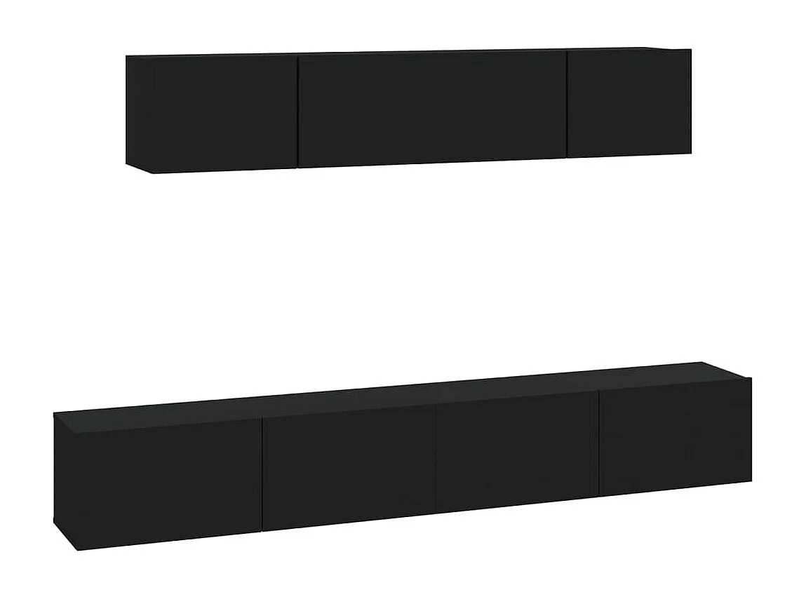 Ensemble de meubles TV 4 pcs Noir Bois d'ingénierie