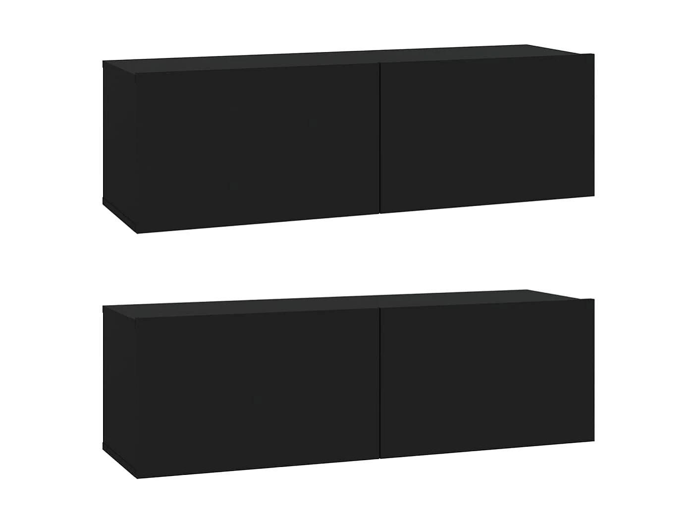 Móveis de TV de parede 2 unidades preto 100x30x30 cm madeira engenharia