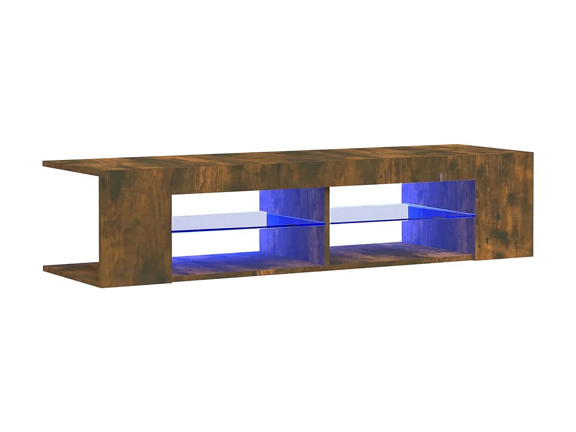 Meuble TV avec lumières LED chêne fumé 135x39x30 cm