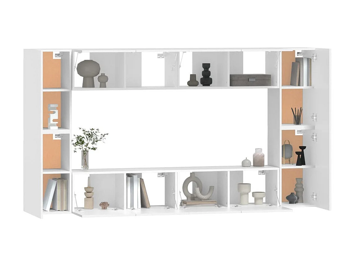 Ensemble de meubles TV 8 pcs Blanc Bois d'ingénierie
