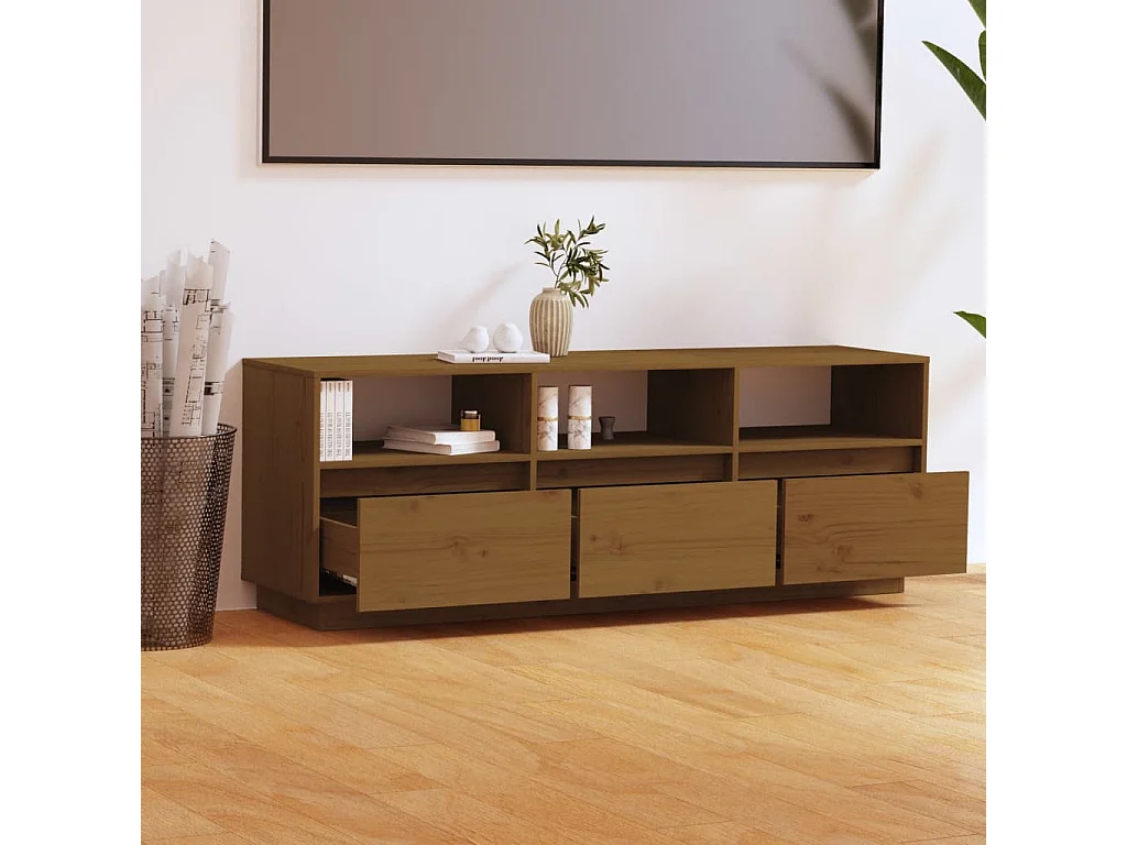 Honingbruin TV-meubel 140x37x50 cm Massief grenenhout