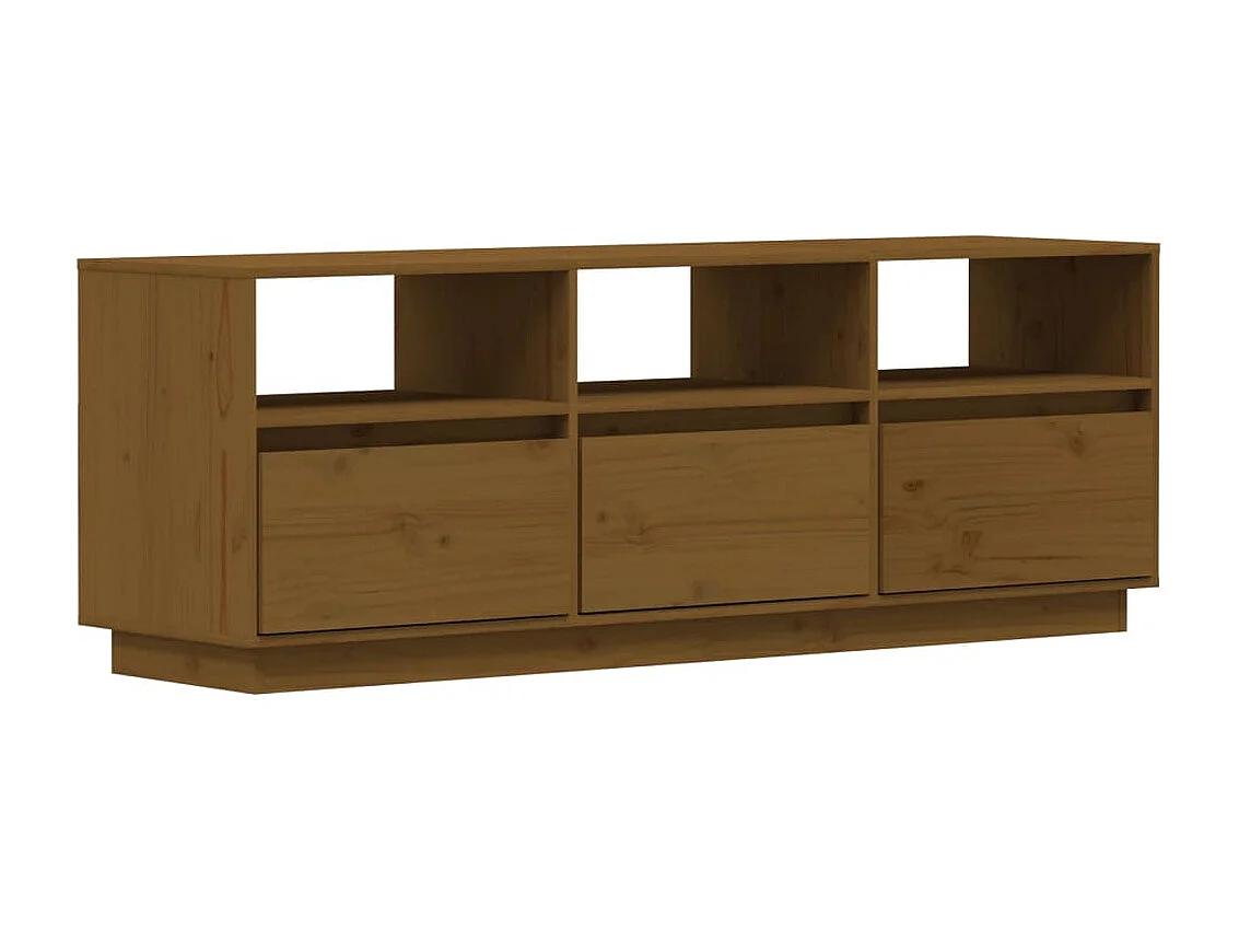 Meuble TV Marron miel 140x37x50 cm Bois de pin massif
