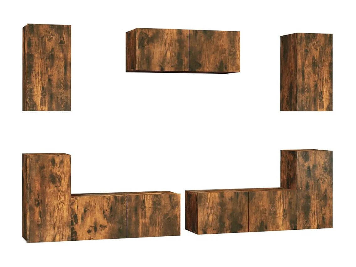 Ensemble de meubles TV 7 pcs Chêne fumé Bois d'ingénierie