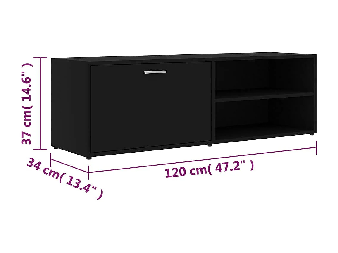 Meuble TV Noir 120x34x37 cm Aggloméré