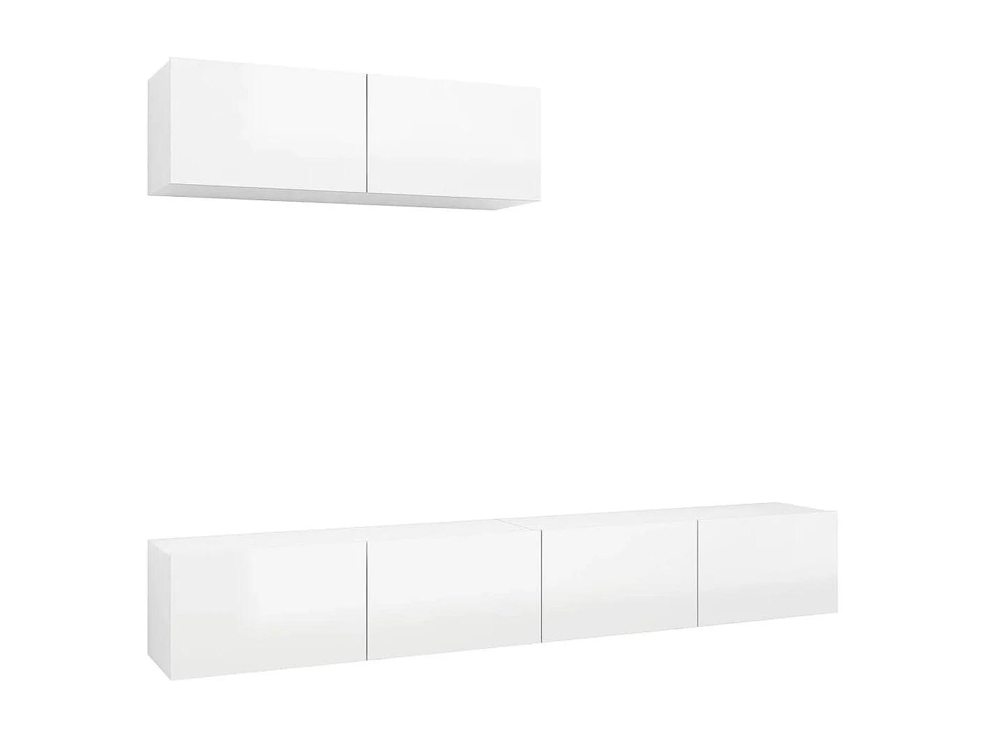 TV-meubel 3 stuks Glanzend wit spaanplaat