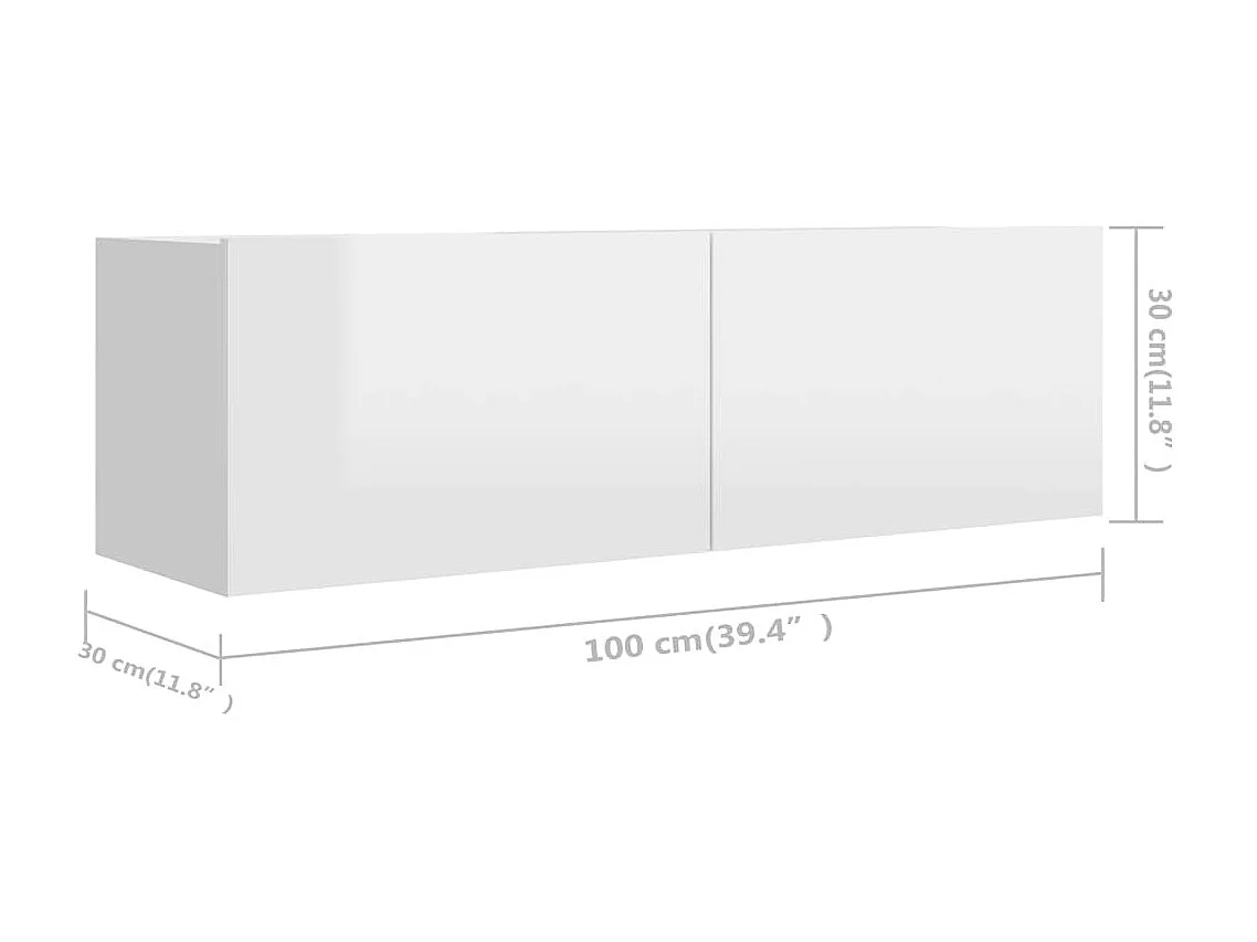 TV-meubel 3 stuks Glanzend wit spaanplaat