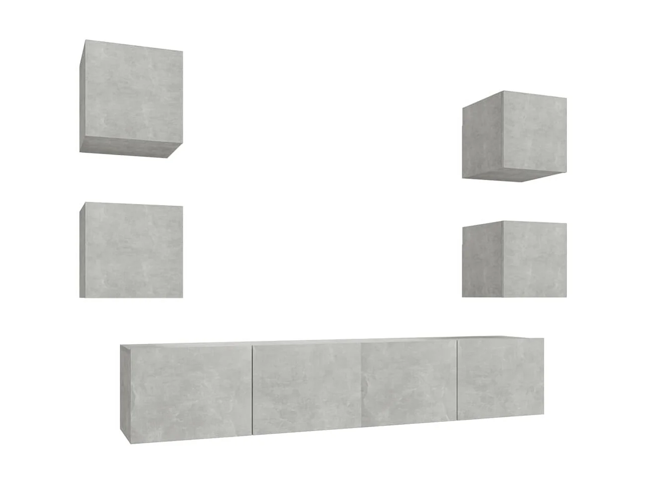 Ensemble de meubles TV 6 pcs Gris béton Bois d'ingénierie