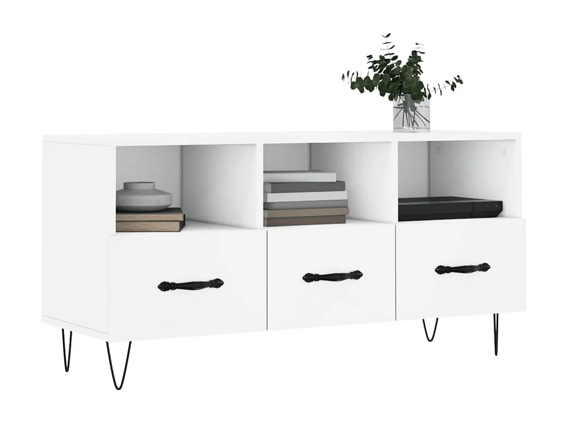 Mobile TV bianco 102x36x50 cm in derivati del legno