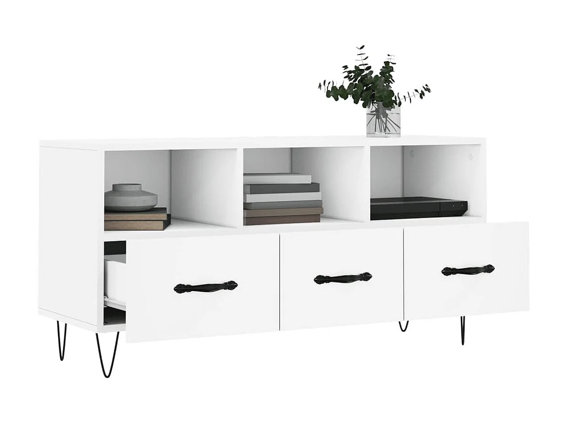 Mobile TV bianco 102x36x50 cm in derivati del legno