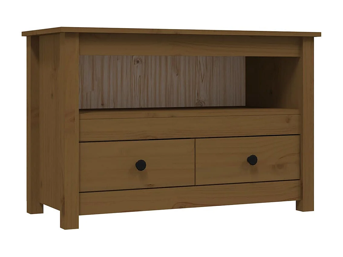 Meuble TV Marron miel 79x35x52 cm Bois de pin massif