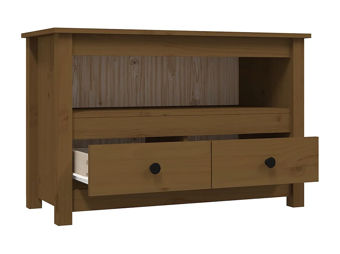 Meuble TV Marron miel 79x35x52 cm Bois de pin massif