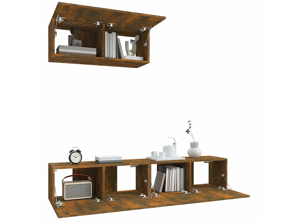 Ensemble de meubles TV 3 pcs Chêne fumé Bois d'ingénierie