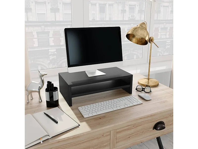 Soporte para monitor Negro 42 x 24 x 13 cm Madera contrachapada