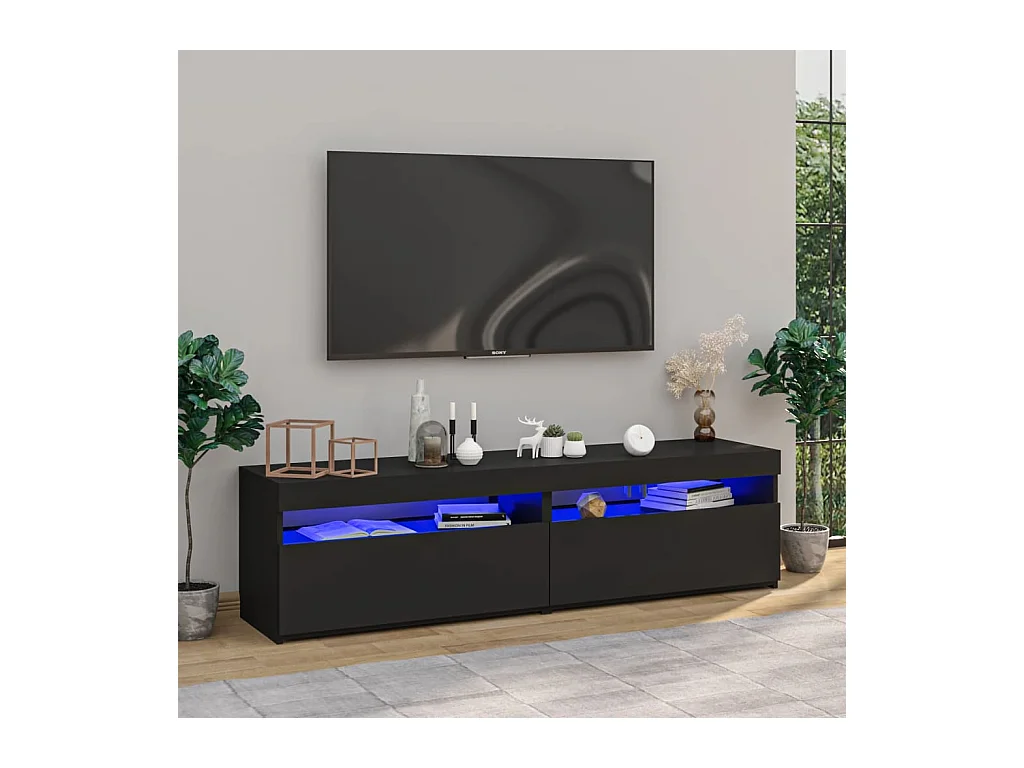Meubles TV 2 pcs avec lumières LED Noir 75x35x40 cm