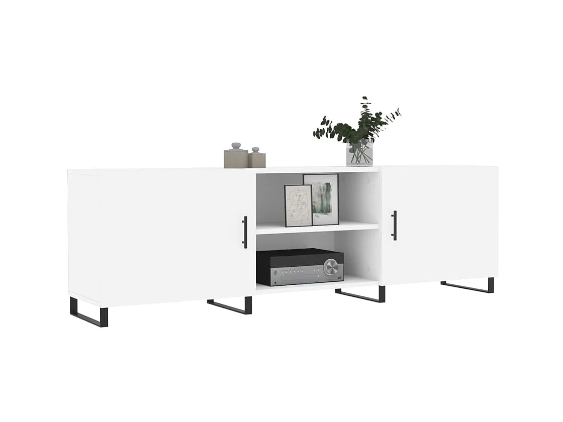 Weißer TV-Schrank 150x30x50 cm aus Holzwerkstoff