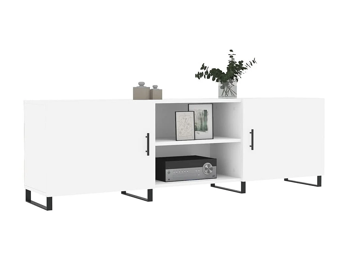 Meuble TV blanc 150x30x50 cm bois d'ingénierie