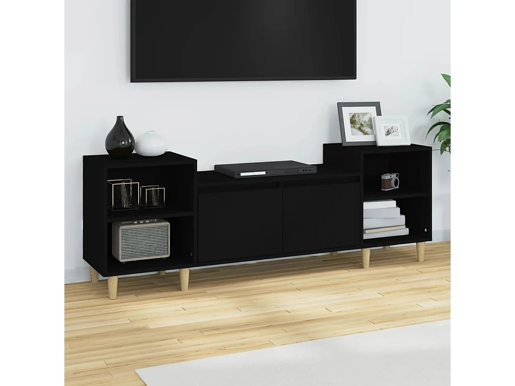 Meuble TV Noir 160x35x55 cm Bois d'ingénierie