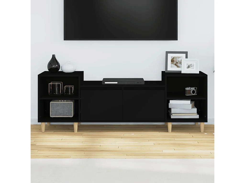Meuble TV Noir 160x35x55 cm Bois d'ingénierie