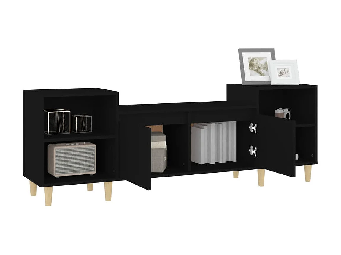 Meuble TV Noir 160x35x55 cm Bois d'ingénierie