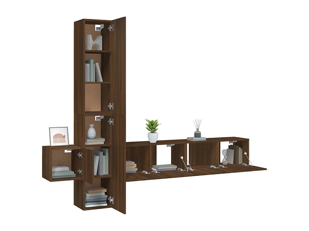 5-delige tv-standaardset bruin eiken parket